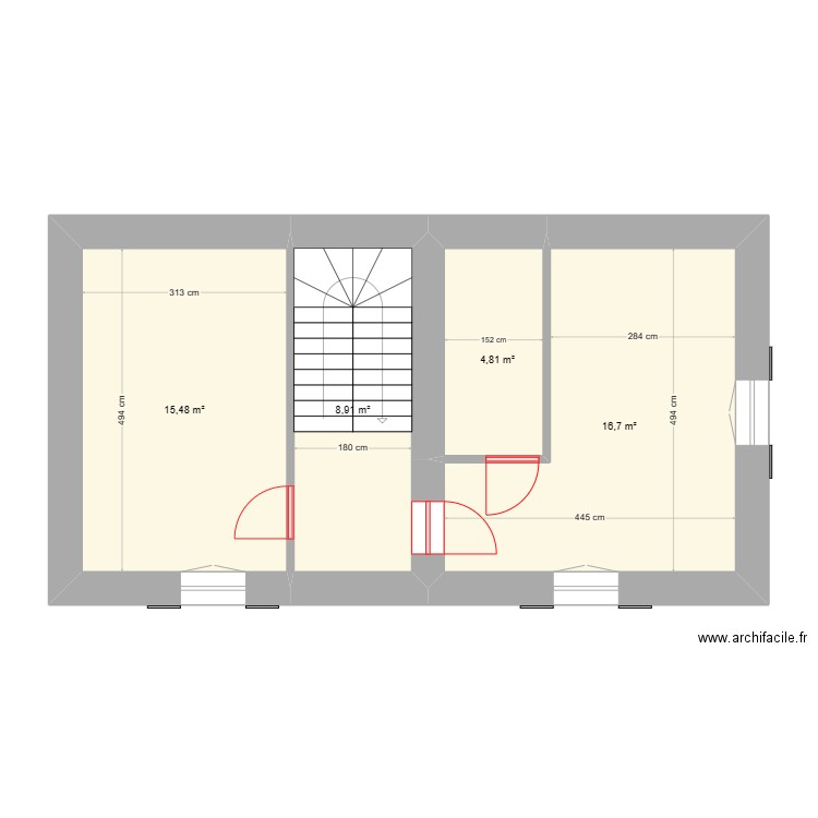 1er étage Vaugneray. Plan de 4 pièces et 46 m2