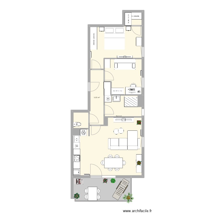 F3 lot 6 Boréal. Plan de 12 pièces et 77 m2