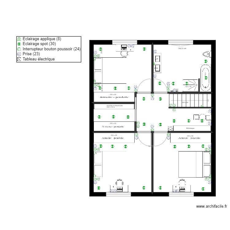 MAISON VITALIE ELEC 1 VIDE. Plan de 6 pièces et 62 m2