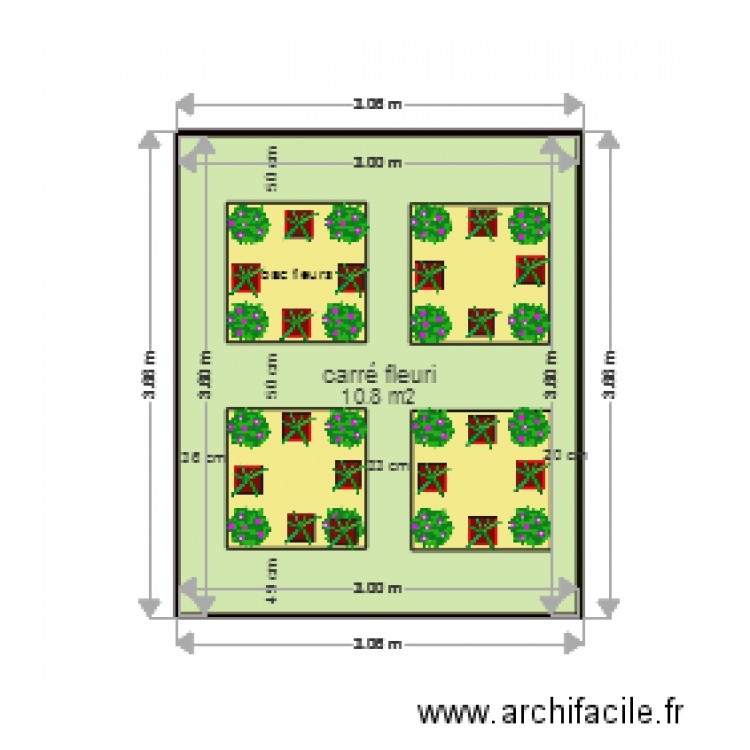 carré fleuri. Plan de 0 pièce et 0 m2