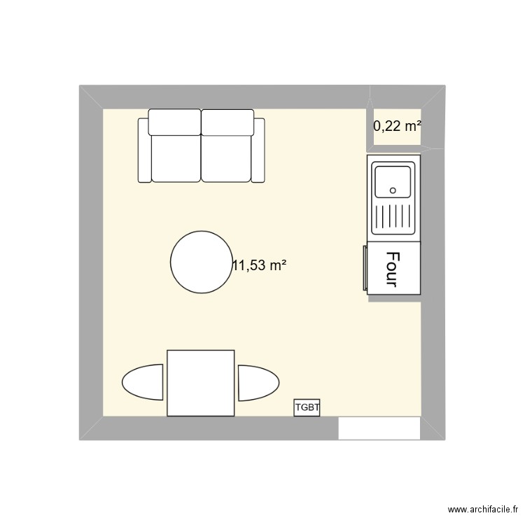 VANDEMAELE. Plan de 2 pièces et 12 m2