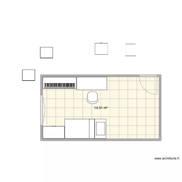 chambre grande. Plan de 1  et 15 m²