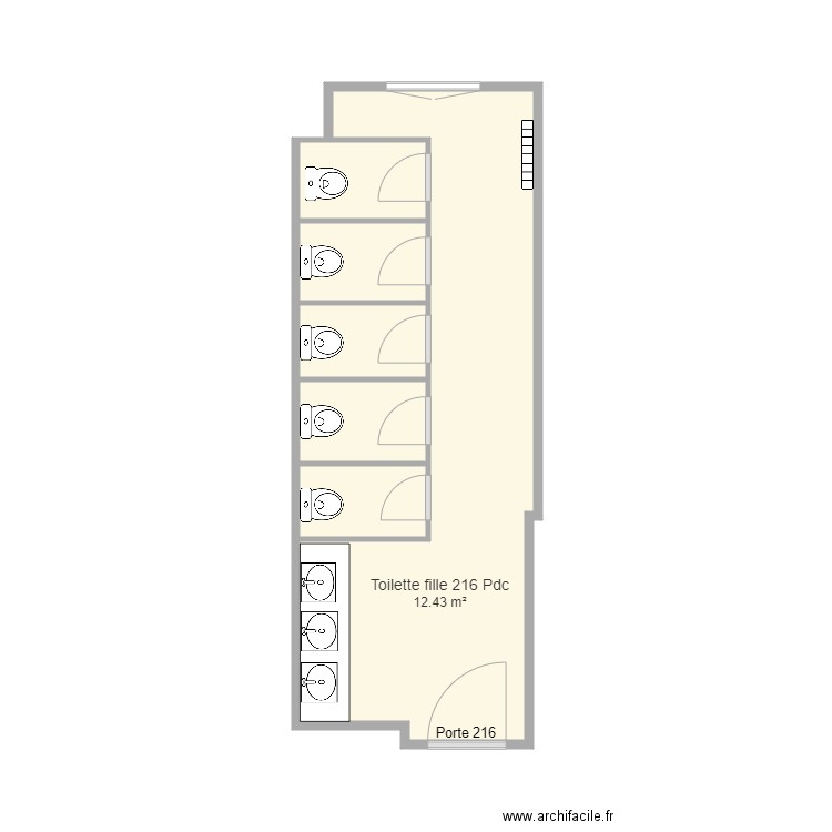 toilette des filles 216 PDC. Plan de 0 pièce et 0 m2