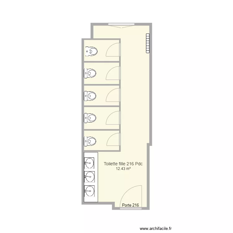 toilette des filles 216 PDC. Plan de 
