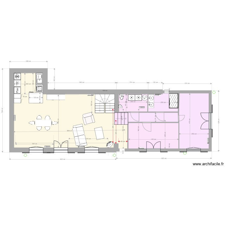 extension finale cot&eacute;e 2 quarts tournant. Plan de 0 pièce et 0 m2