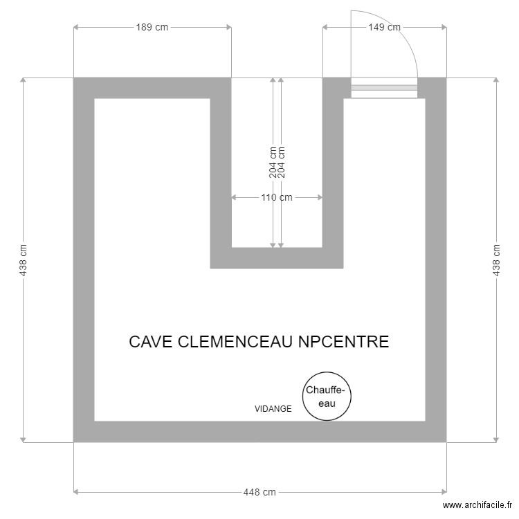 NPCENTRE CAVE. Plan de 1 pièce et 12 m2