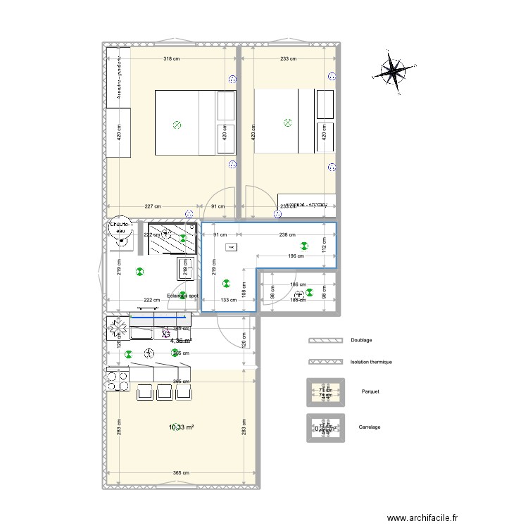 Travaux 10 cours Bayard 4G. Plan de 9 pièces et 50 m2