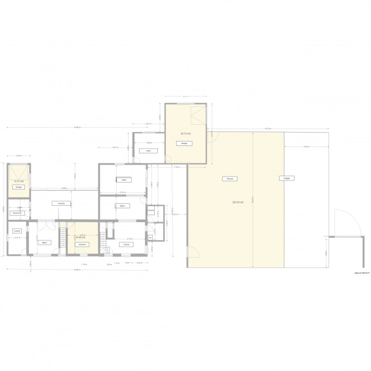 ghyveldeplan global avec cotations. Plan de 0 pièce et 0 m2