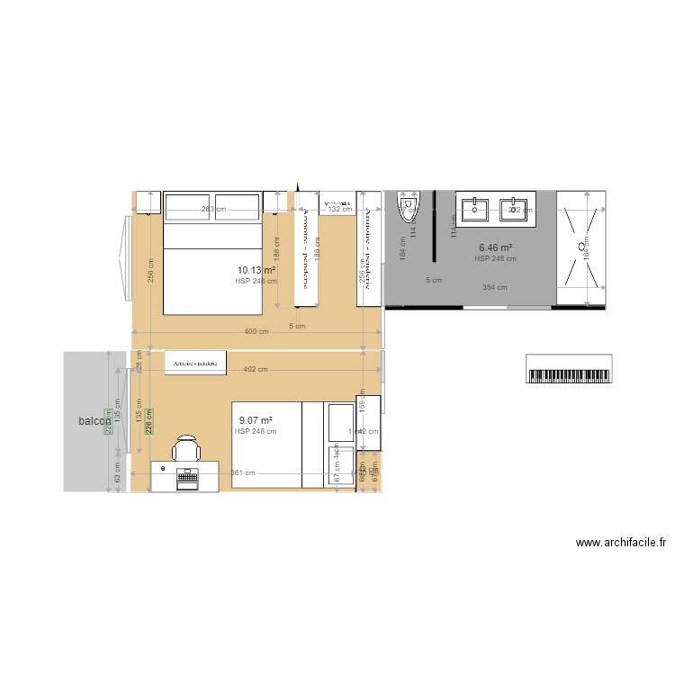 CHAMBRES AVANT TRAVAUX. Plan de 0 pièce et 0 m2