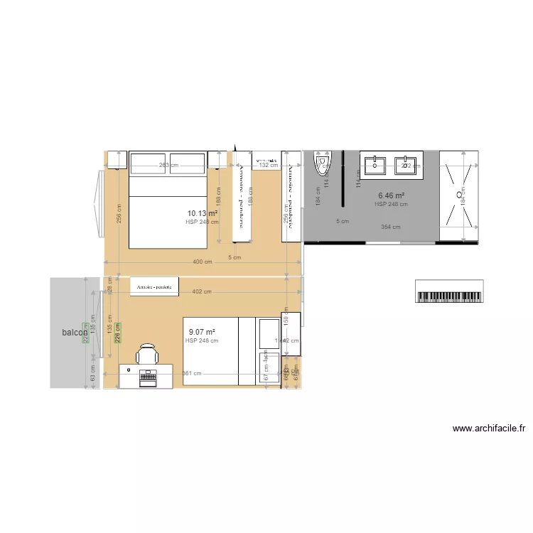 CHAMBRES AVANT TRAVAUX. Plan de 