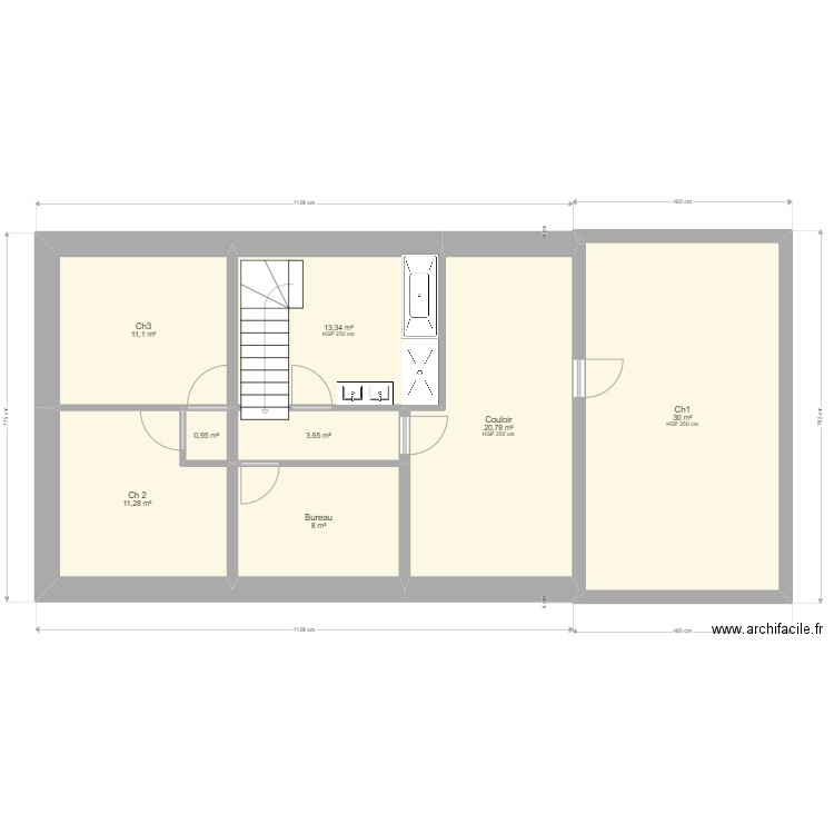 chambres extantion. Plan de 8 pièces et 99 m2