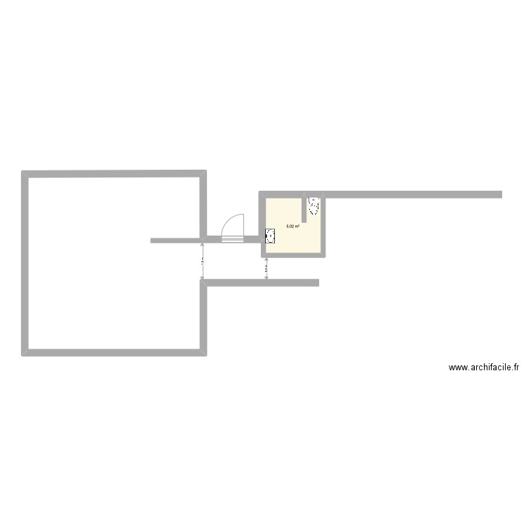 MODELE2. Plan de 1 pièce et 5 m2