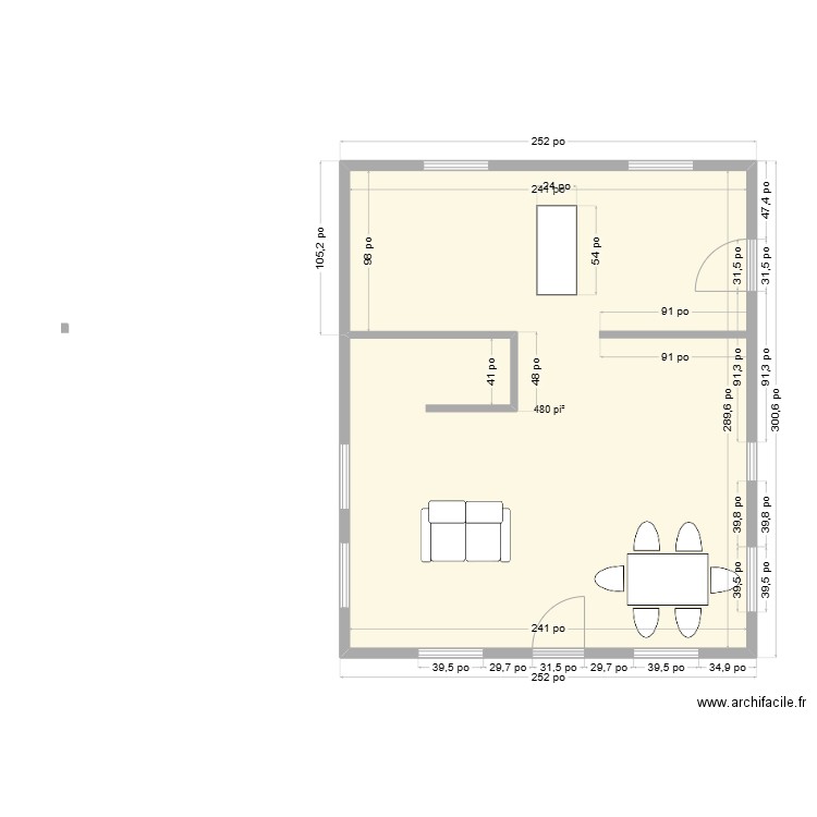Cabane Sucre. Plan de 1 pièce et 45 m2