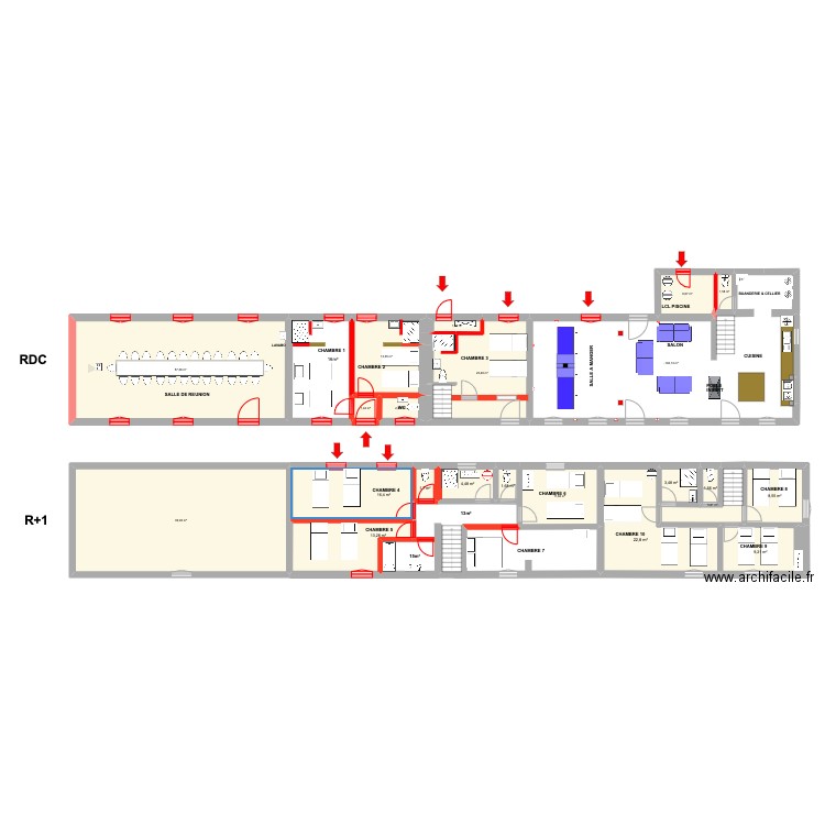 LES PETITS AUGEONS. Plan de 22 pièces et 346 m2