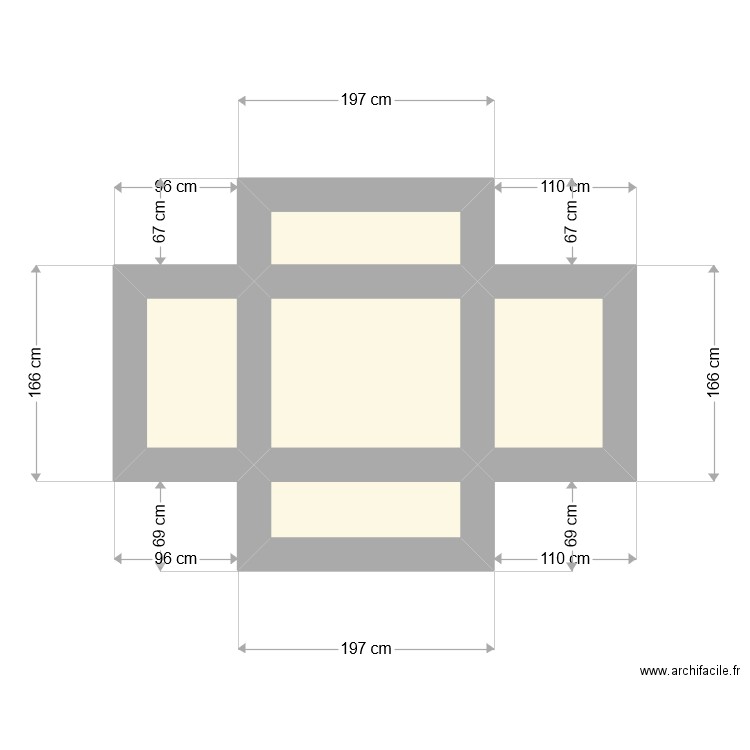 support. Plan de 5 pièces et 5 m2