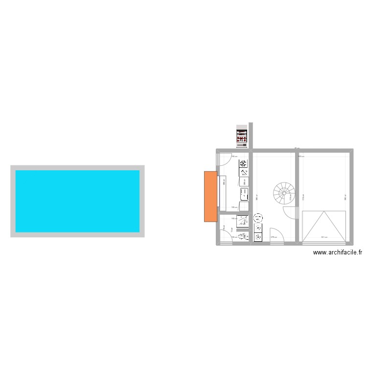 plan garage bas . Plan de 3 pièces et 46 m2