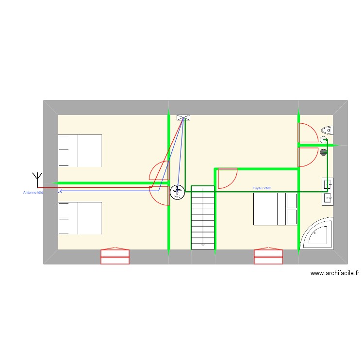 LEPAUVRE Pierre Maison Parigné Autre 1er étage. Plan de 7 pièces et 66 m2