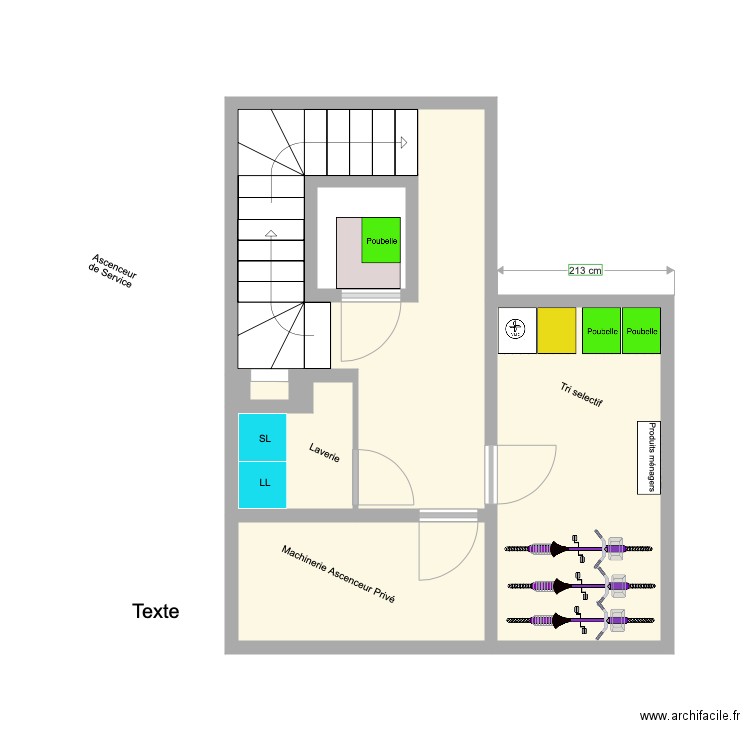 Locaux Laverie Poubelles Vélos Solution 3. Plan de 0 pièce et 0 m2