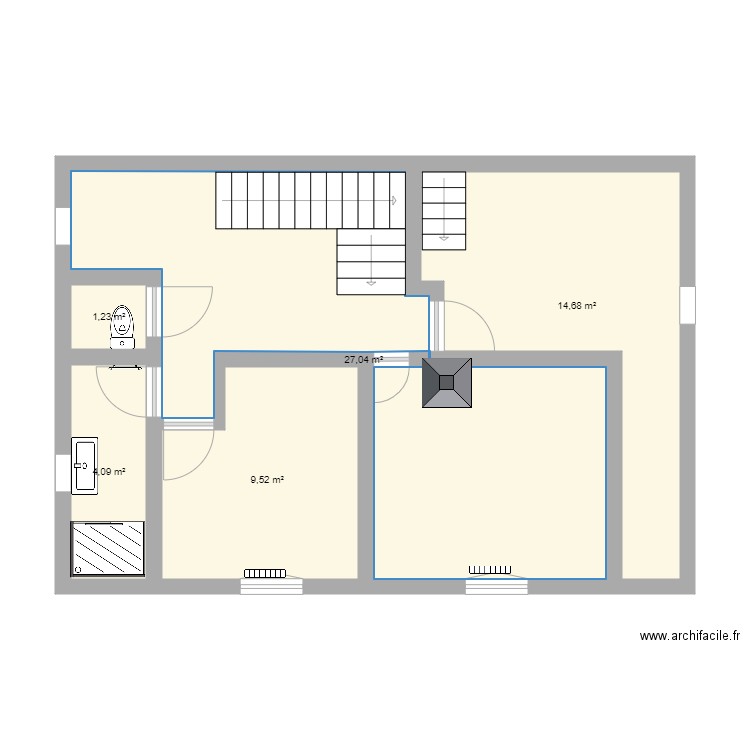 Maison Blanzy étage. Plan de 5 pièces et 57 m2