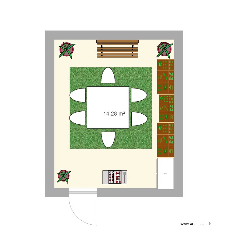 terrasse. Plan de 0 pièce et 0 m2