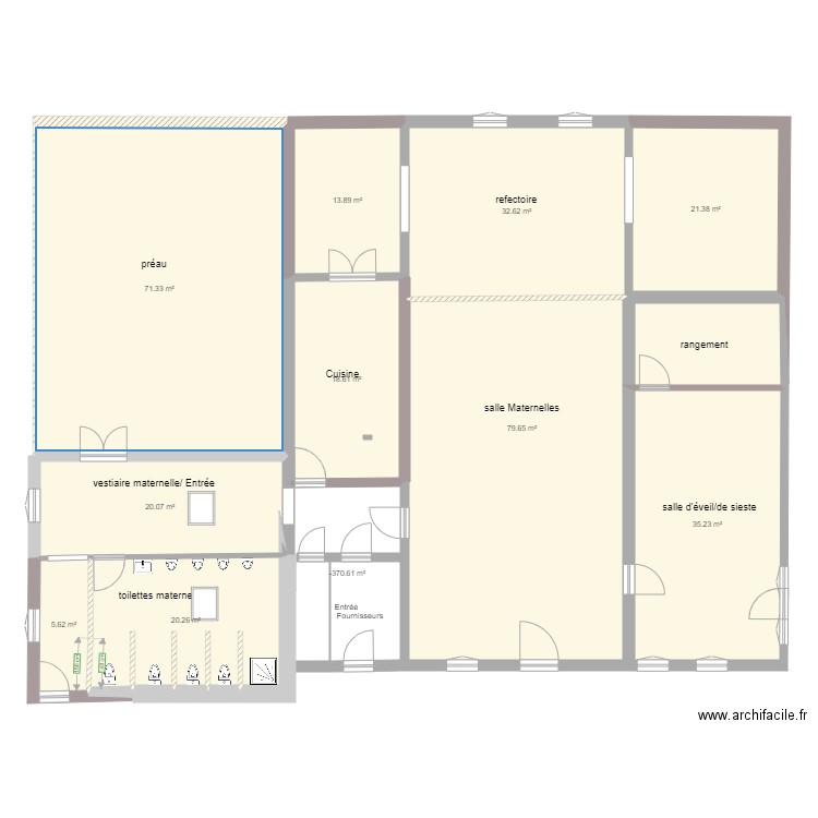 salle paroissiale 1v3. Plan de 0 pièce et 0 m2