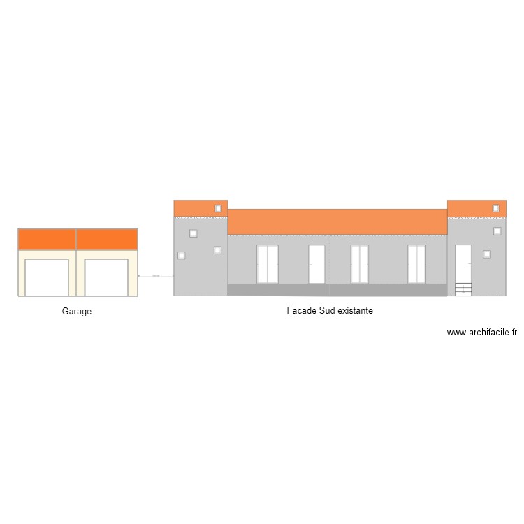 Façade Sud Garage. Plan de 0 pièce et 0 m2