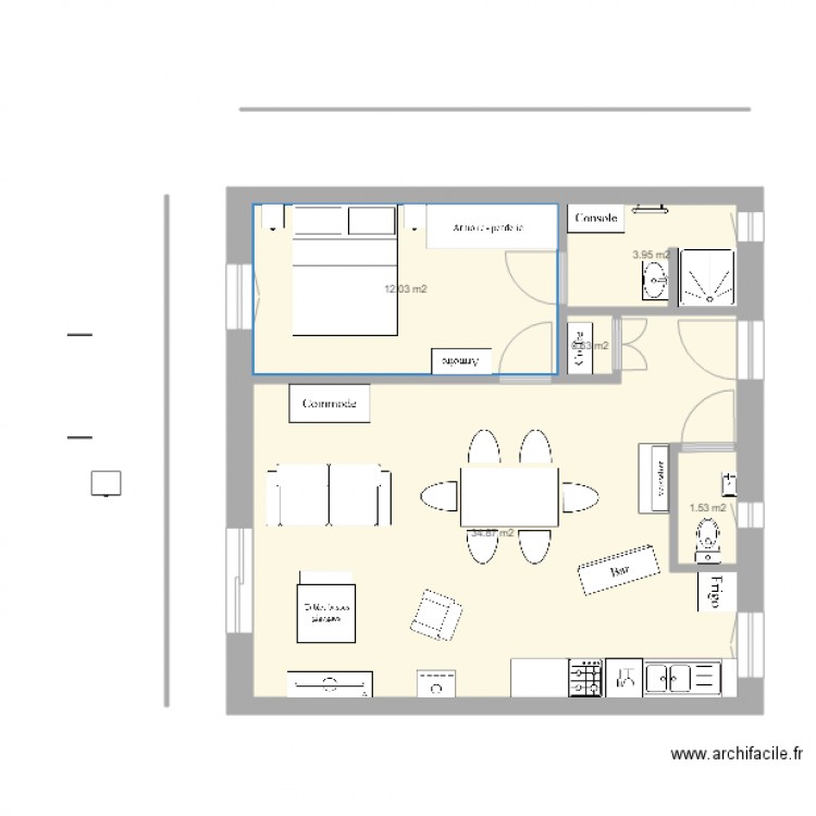 plan appart PG plain pied 8. Plan de 5 pièces et 53 m2