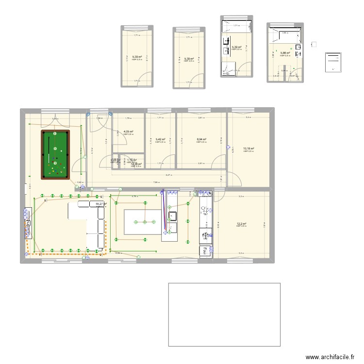 plll. Plan de 13 pièces et 132 m2