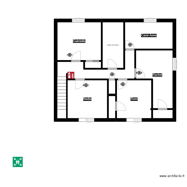Kath etage. Plan de 11 pièces et 66 m2