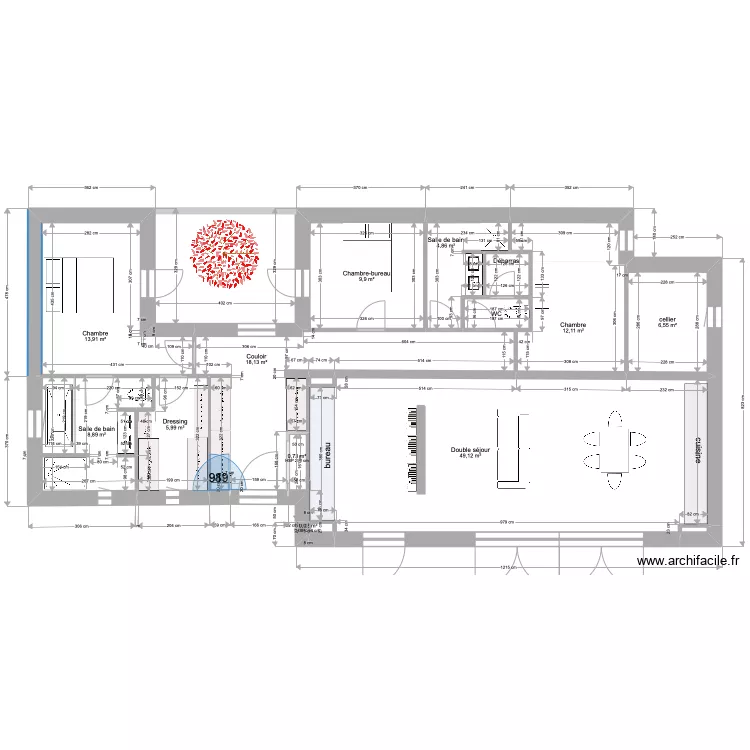 PLAN4B-4JUIN- WC-CHANGEMENT CHAMBRE ET SDB -sans ouverture NORD-1 juin -134m2. Plan de 