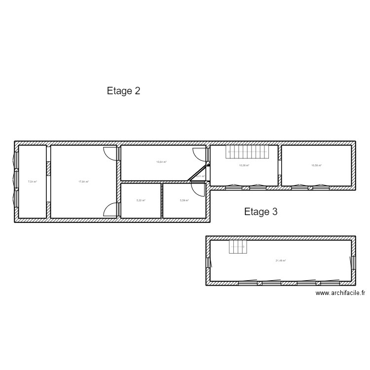 Deuxième et troisiéme étage Saint Gilles 302 Liège . Plan de 9 pièces et 90 m2