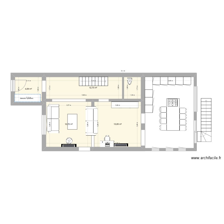 gevaert 114 RDC. Plan de 4 pièces et 43 m2