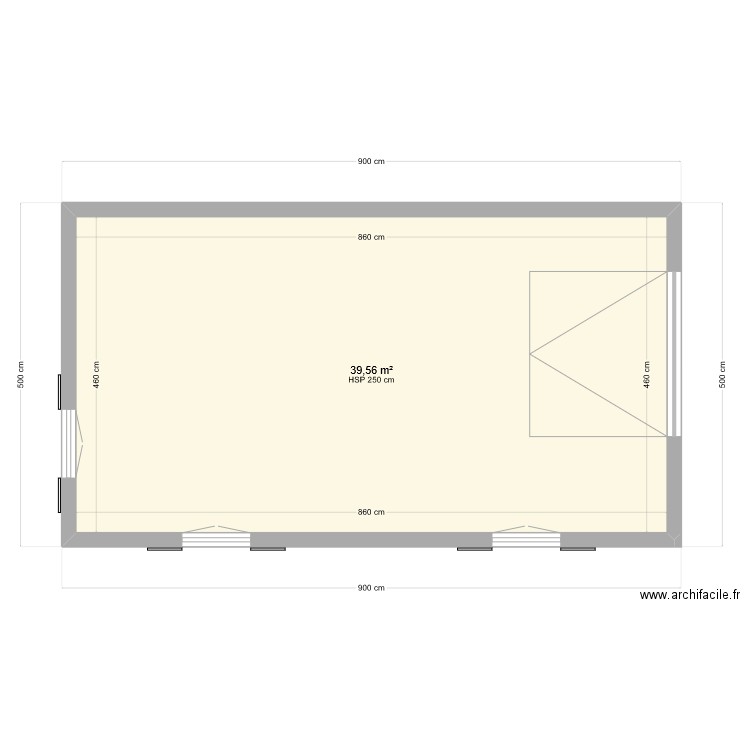 garage. Plan de 1 pièce et 40 m2