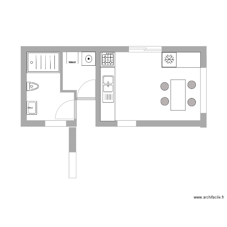 rez cuisine sdb variante. Plan de 0 pièce et 0 m2