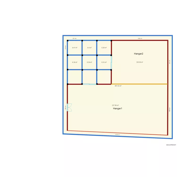 amenagement premier hangar150421. Plan de 