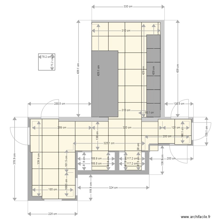 CARRELAGE CUISINE  75x75 joint 4mm. Plan de 0 pièce et 0 m2