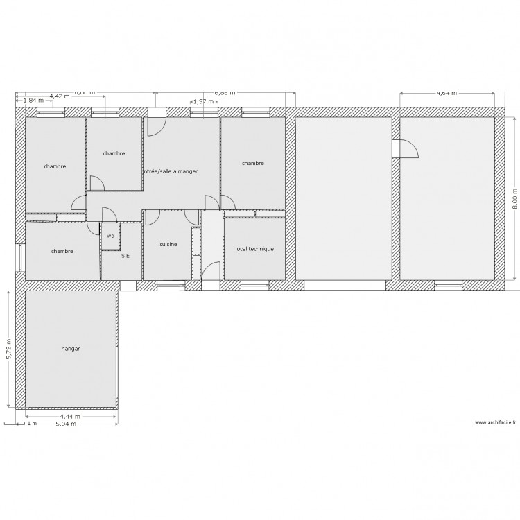 Rez de chaussée avant projet pour PC murs de 50. Plan de 0 pièce et 0 m2