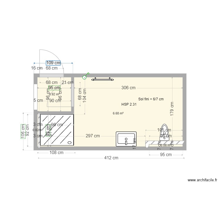 Salle de bain mcb 1. Plan de 0 pièce et 0 m2