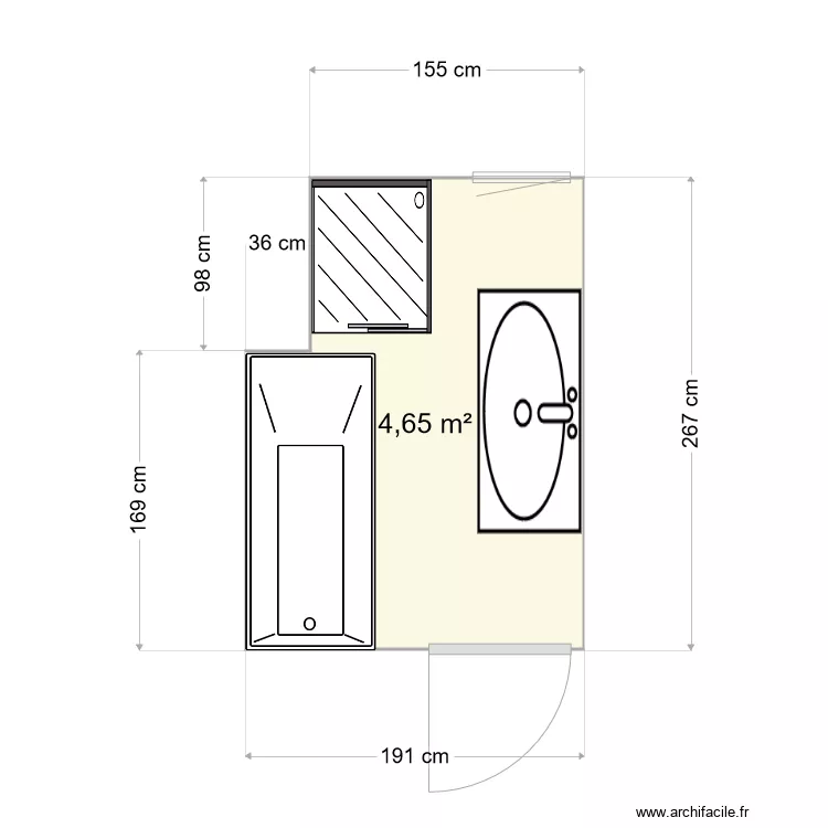 Salle de bains. Plan de 