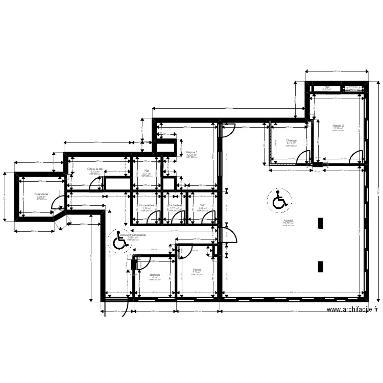 94LB10-12H projet V2. Plan de 20 pièces et 171 m2