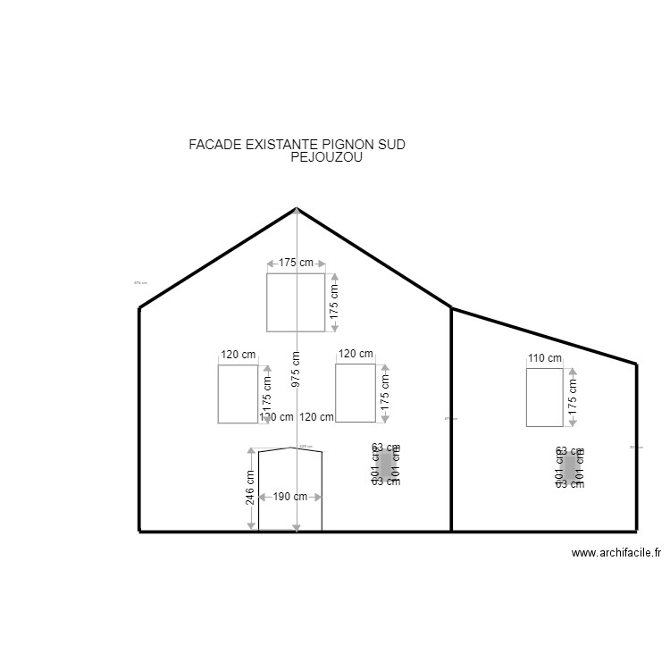 FACADE EXISTANTE PIGNON SUD PEJOUZOU. Plan de 0 pièce et 0 m2