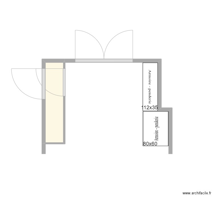 Dressing pynes V2. Plan de 1 pièce et 1 m2