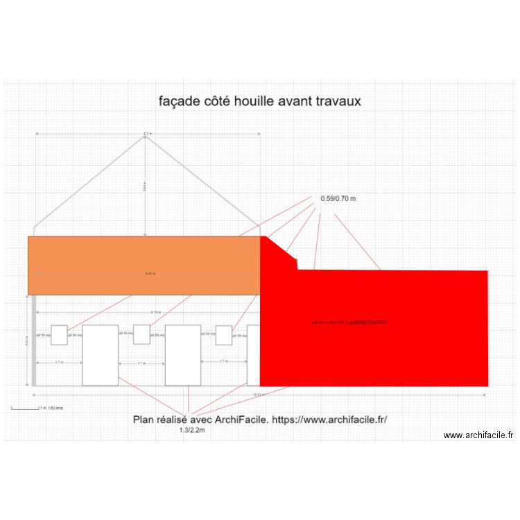 façade côté houille après travaux. Plan de 0 pièce et 0 m2