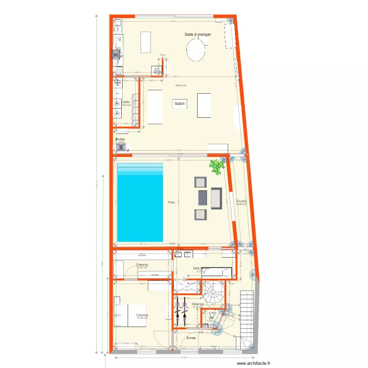 surr&eacute;l&eacute;vation 32 RdC. Plan de 
