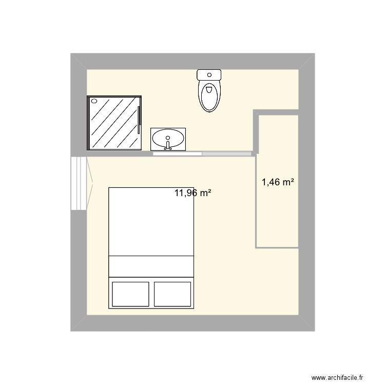 Studio Mons en Montois . Plan de 3 pièces et 29 m2