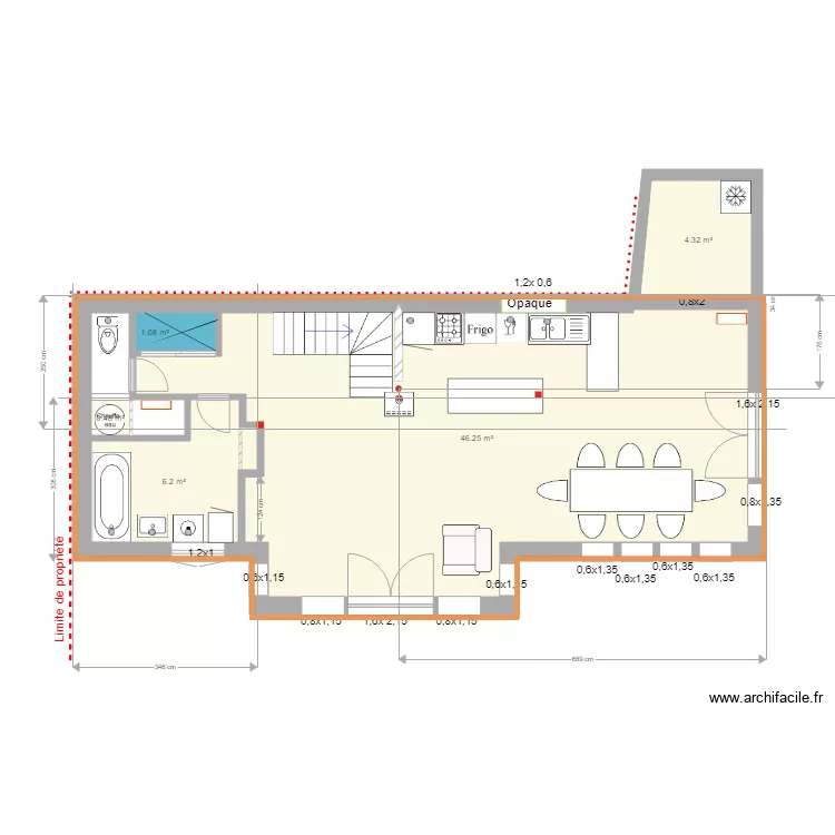 MAISON 4 avec annexe. Plan de 