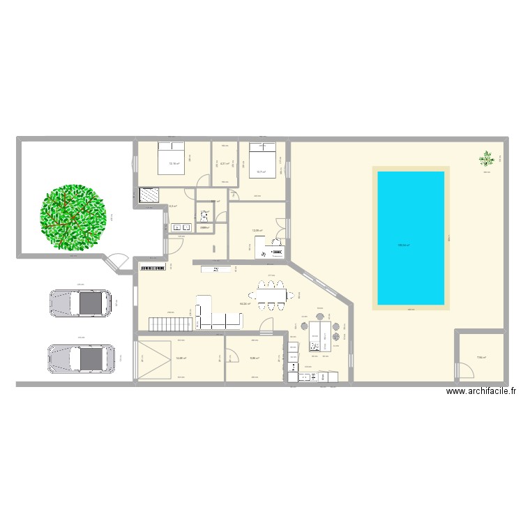 Extension Maison . Plan de 13 pièces et 300 m2