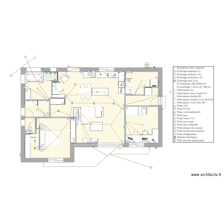 maison. Plan de 7 pièces et 51 m2