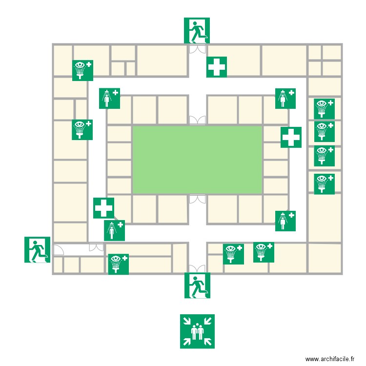 Plan batiment principal consignes sec. Plan de 59 pièces et 271 m2