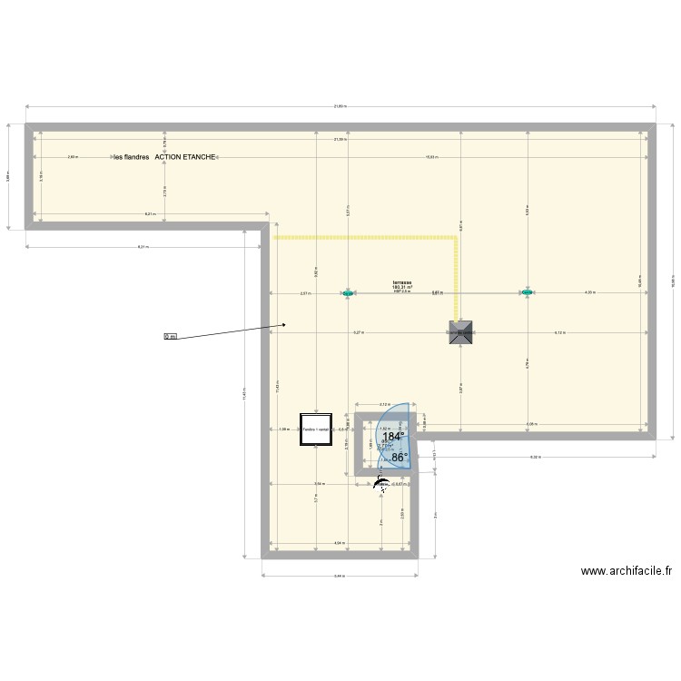 RESIDENCE LES FLANDRES. Plan de 2 pièces et 183 m2